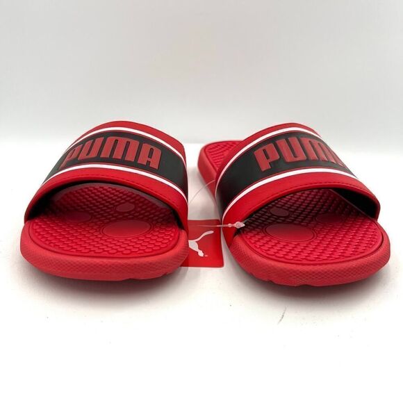 PUMA Unisex Cool Cat Slide Sandal High Risk Red Black White Size 4 - Picture 4 of 11